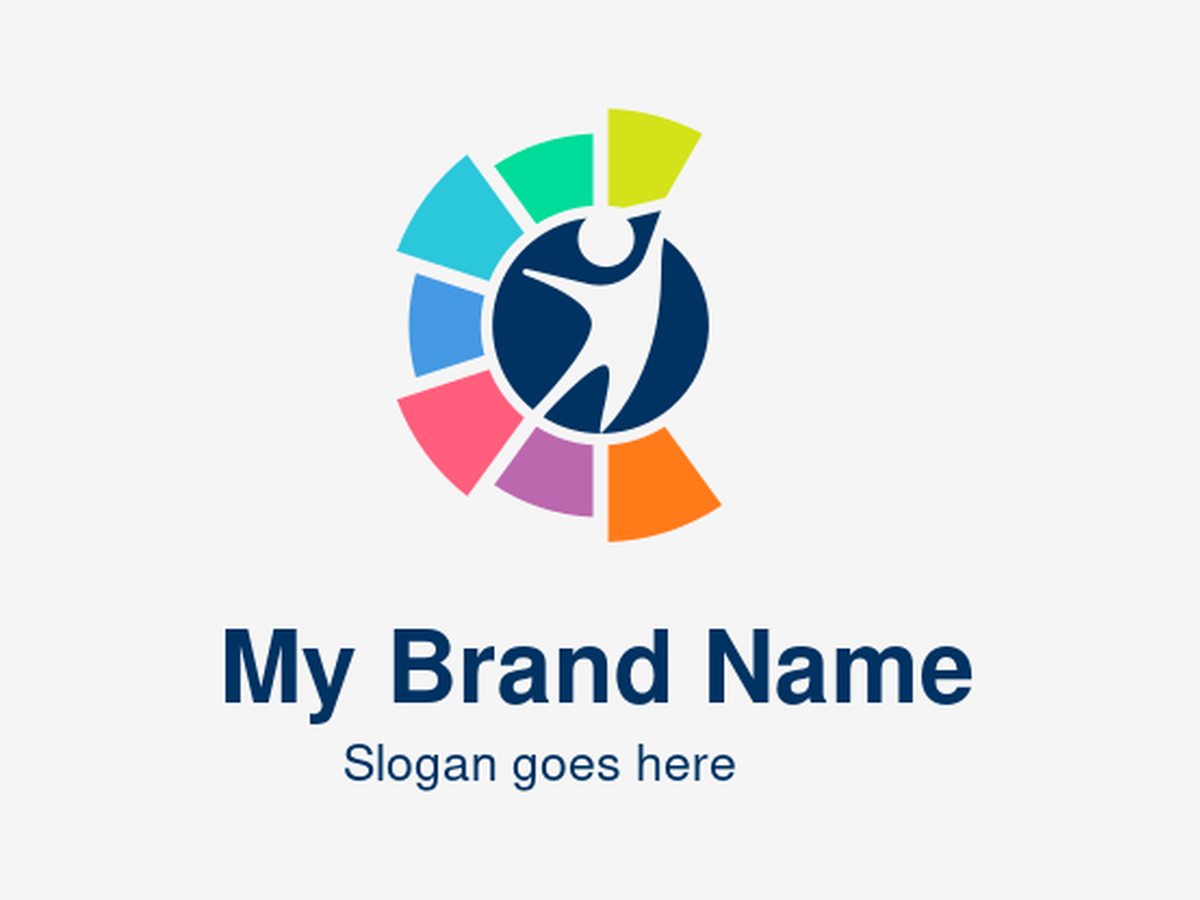 Vibrant Multicolor Circle with Human Figure Logo Design for Wellness and Community Brands